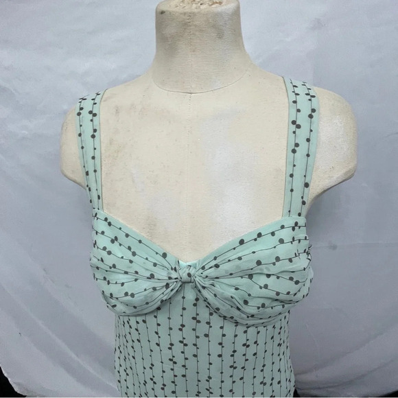 Ted Baker London Halter Top Size 1 Mint Green & Brown Dots - Picture 1 of 12